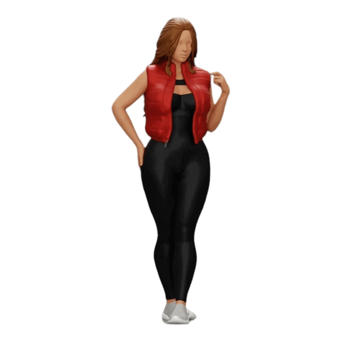 Diorama Modellbau Produktfoto 0: Attraktive Frau mit langen Haaren in Body und offener Weste (Ref Nr. A46)