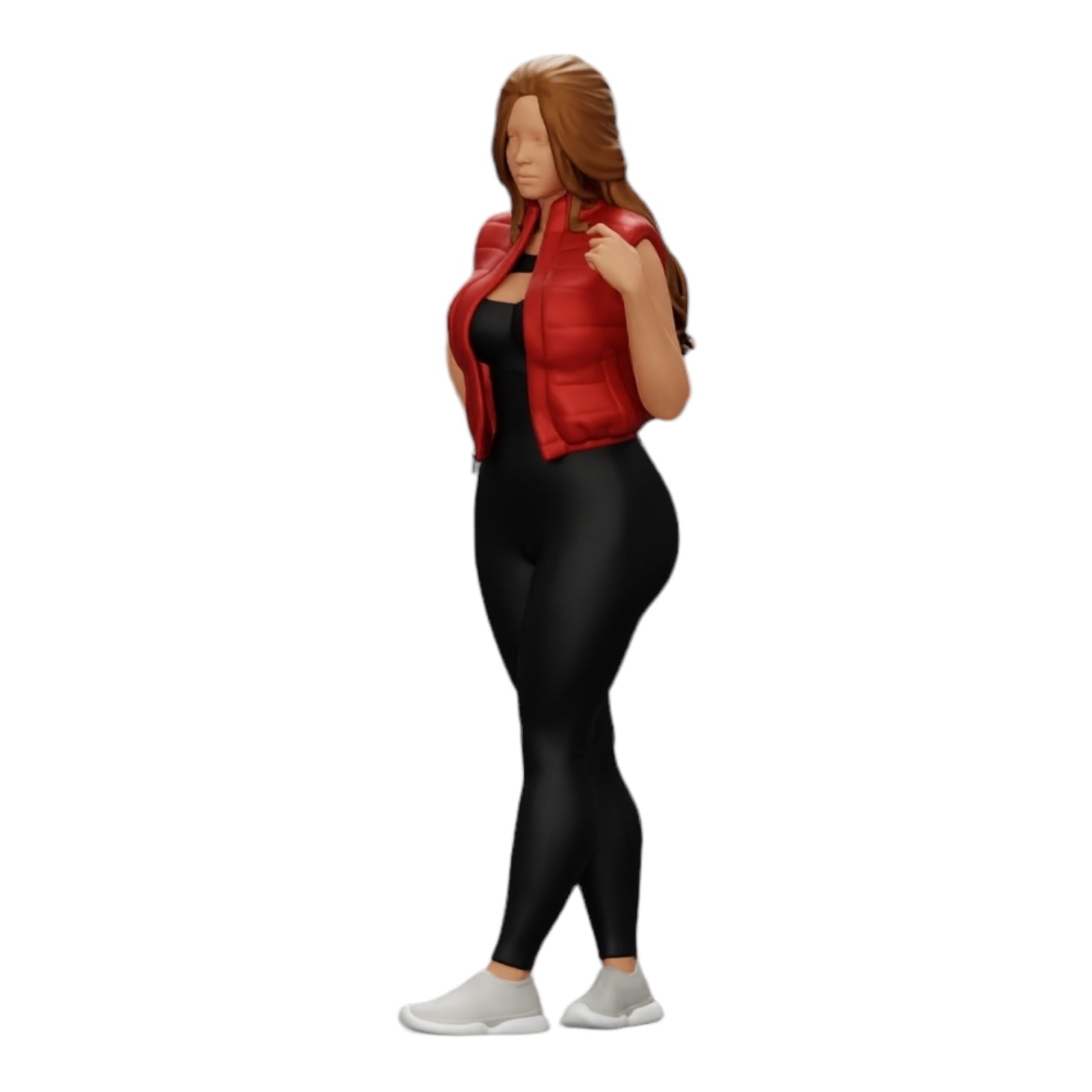 Diorama Modellbau Produktfoto 0: Attraktive Frau mit langen Haaren in Body und offener Weste (Ref Nr. A46)