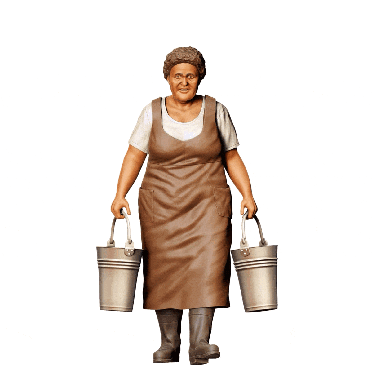 Miniatuurfiguur: Boerin met emmers - Oude landvrouw aan het werk (Nr. 302)