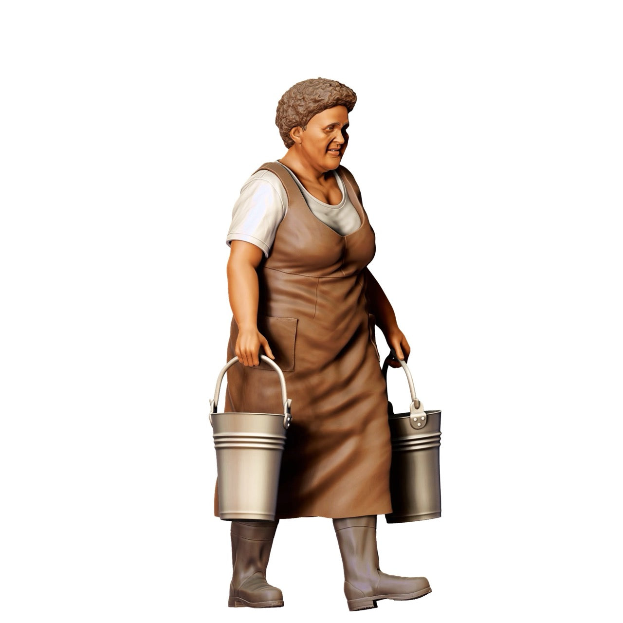 Miniatuurfiguur: Boerin met emmers - Oude landvrouw aan het werk (Nr. 302)