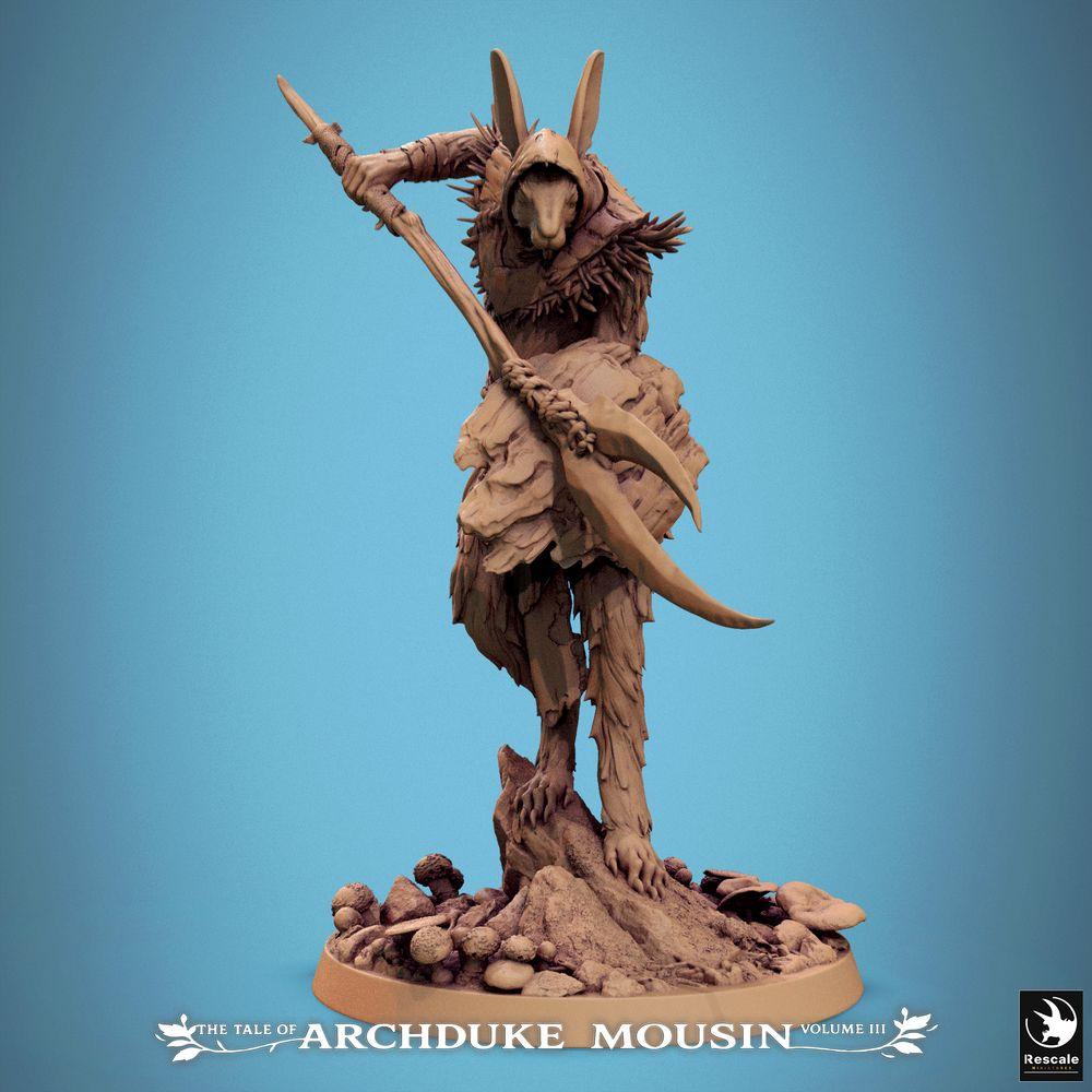 Productfoto Tabletop 28mm Lord of the Print (LotP) 0: Tabletop Miniatuur: Hase-mens krijger met dubbele zeis, dier-mens glaive vechter, bosplunderaar, beest-assassin (25_07_N15)