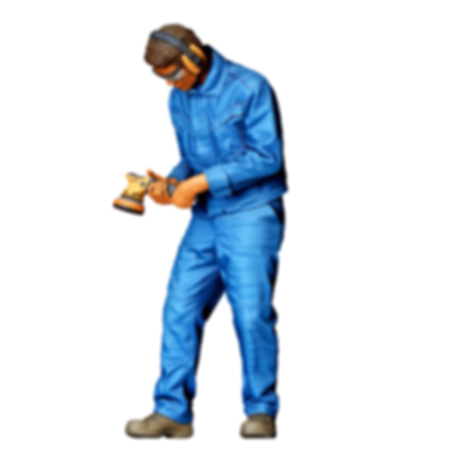 3DP Miniatures 2: Stehende Figur: Karosseriemechaniker im Overall mit Hand-Elektrowerkzeug (Ref. Nr. 486)