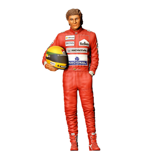 Diorama modelbouw productfoto 0: coureur met helm - figuur in racepak met sponsorlogo's (Ref. Nr. 412)