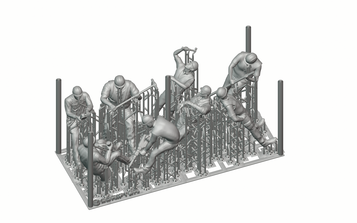 Productfoto diorama en modelbouw miniatuurfiguur: Bouwvakker set, 8 figuren