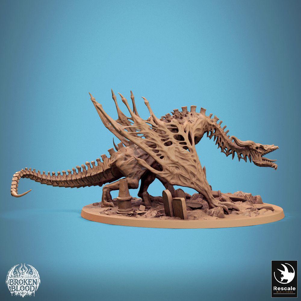 Productfoto Tabletop 28mm Lord of the Print (LotP) 6: Tabletop Miniatuur: Ondode Skelet-Wyvern, Botdraak en Grafbeest, Baascreatuur - Bann Wyvern (24_11_E1)
