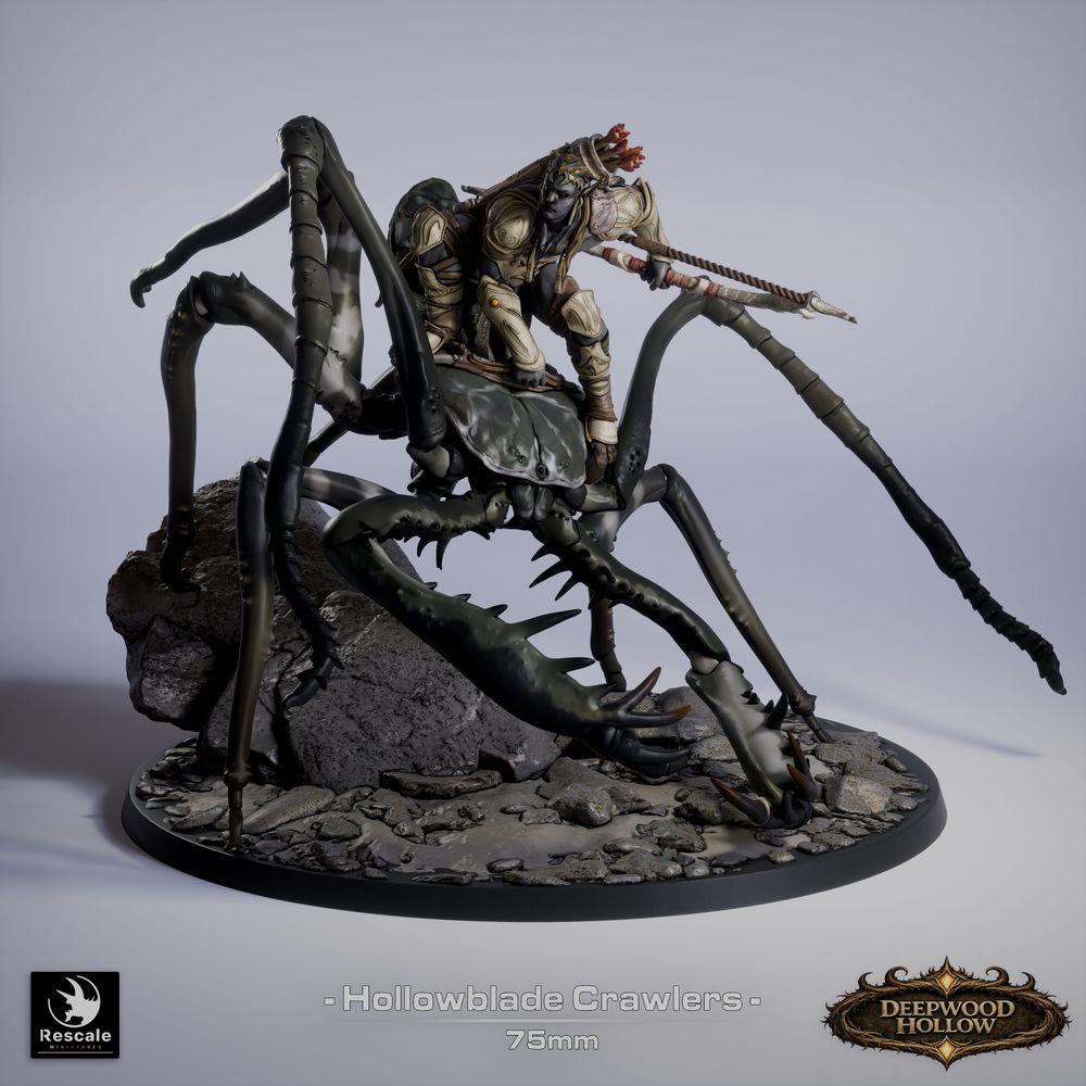Productfoto Tabletop 28mm Lord of the Print (LotP) 0: Tabletop Miniatuur: Donkere Elf Speerdrager op Arachnoïde Monster, Spin-/Krab-Rijdier met Scharen, Lanze/Gleve, Monster Rijders, Baasmonster (26_03_F5)