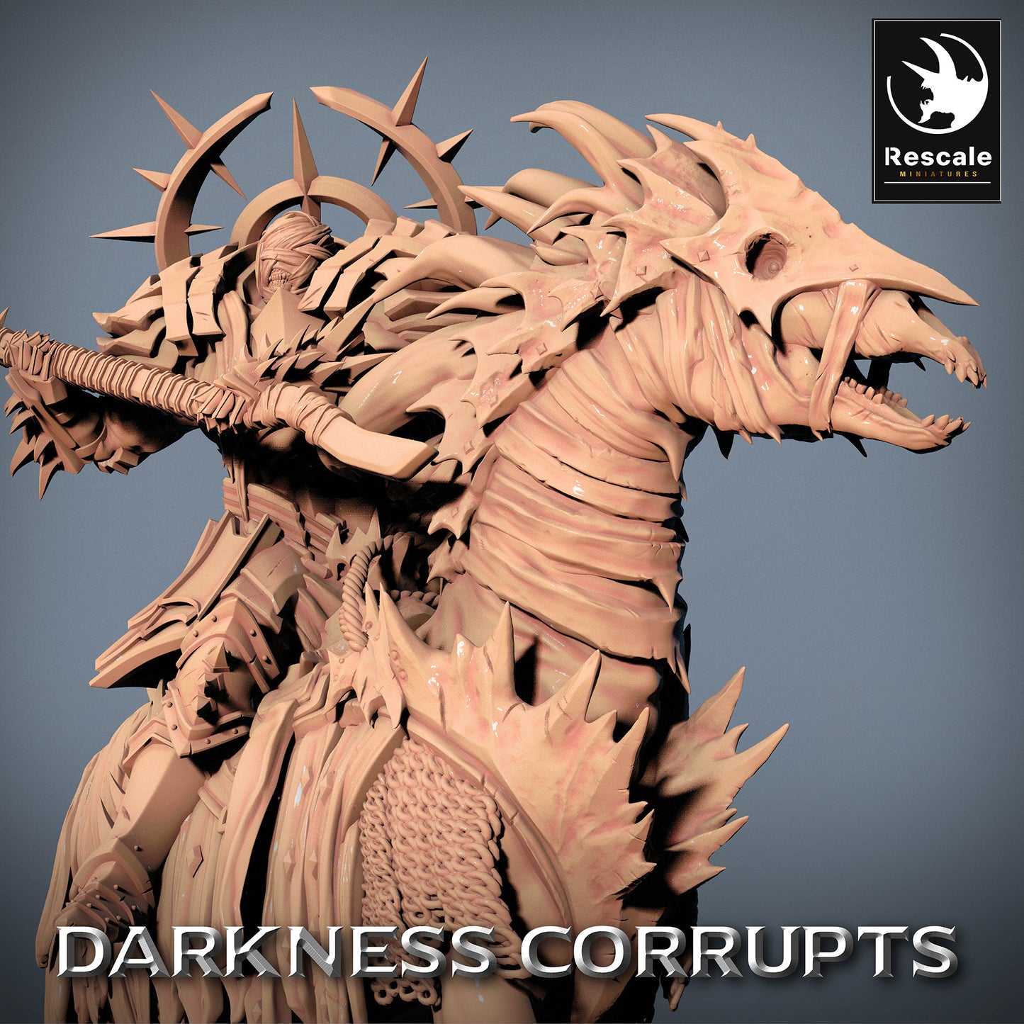 Productafbeelding 4 van 4: Tabletop Miniatuur: Helle ruiter - bereden demonenkrijger op demonisch rijdier met tweehandige oorlogsaxt, Dark-Fantasy axekrijger en Chaos krijger, Wargaming Baas-model en legerleider (23_07_D6)