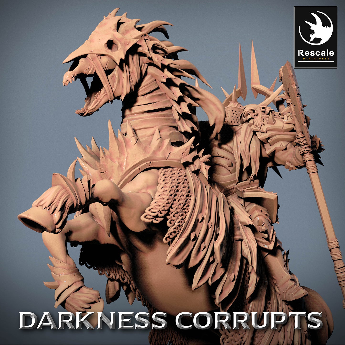 Productafbeelding 4 van 4: Tabletop Miniatuur: Helle ruiter - Demonenkrijger te paard met lans/stangenwapen, donkere ridder/doodse ridder, chaos krijger - Ruiter-mini voor wargaming en skirmish (23_07_D2)