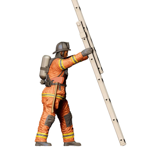 Diorama modelbouw productfoto 0: Amerikaanse brandweerman - Houdt ladder vooraan (Ref. Nr. 309)