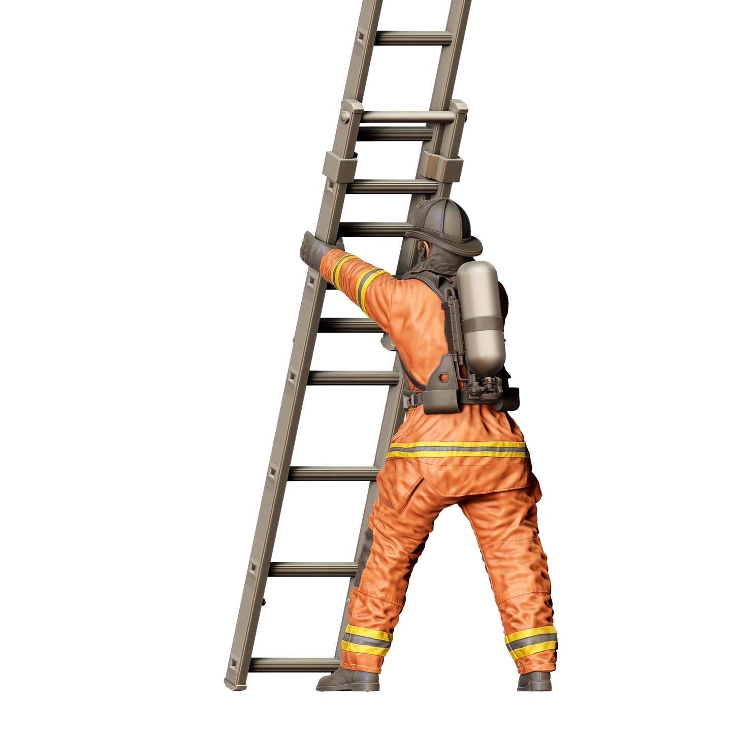Diorama Modellbau Produktfoto 0: Feuerwehrmann Amerikanisch - Hält Leiter vorne (Ref. Nr. 309)