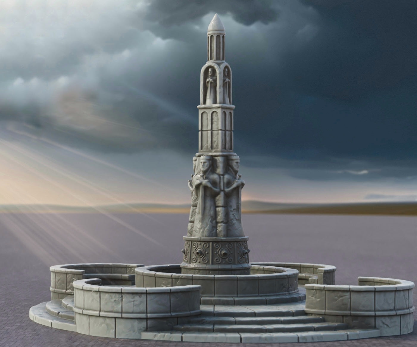 Productfoto Tabletop 28mm The Printing Goes Ever On (TPGEO) 0: Brunnen B Ivory City - Fontein Koninkrijk Gonthan