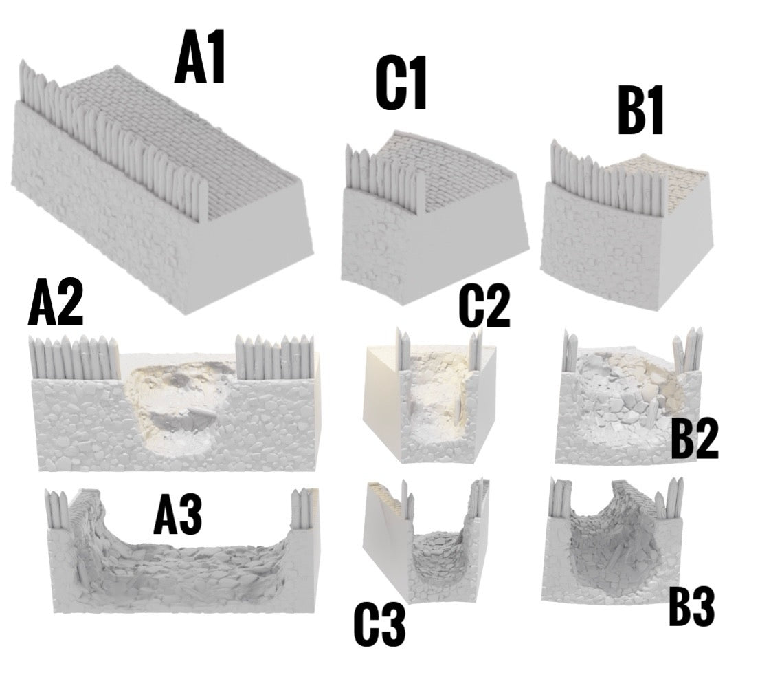 Produktfoto Tabletop 28mm Geländeteile, Häuser, Dekoration und Bits von Creation Conquest (CC) 0: Stadtmauer A3- Kingdom Of Saxonia - Mittelalterliches Dorf der Pferdeherren