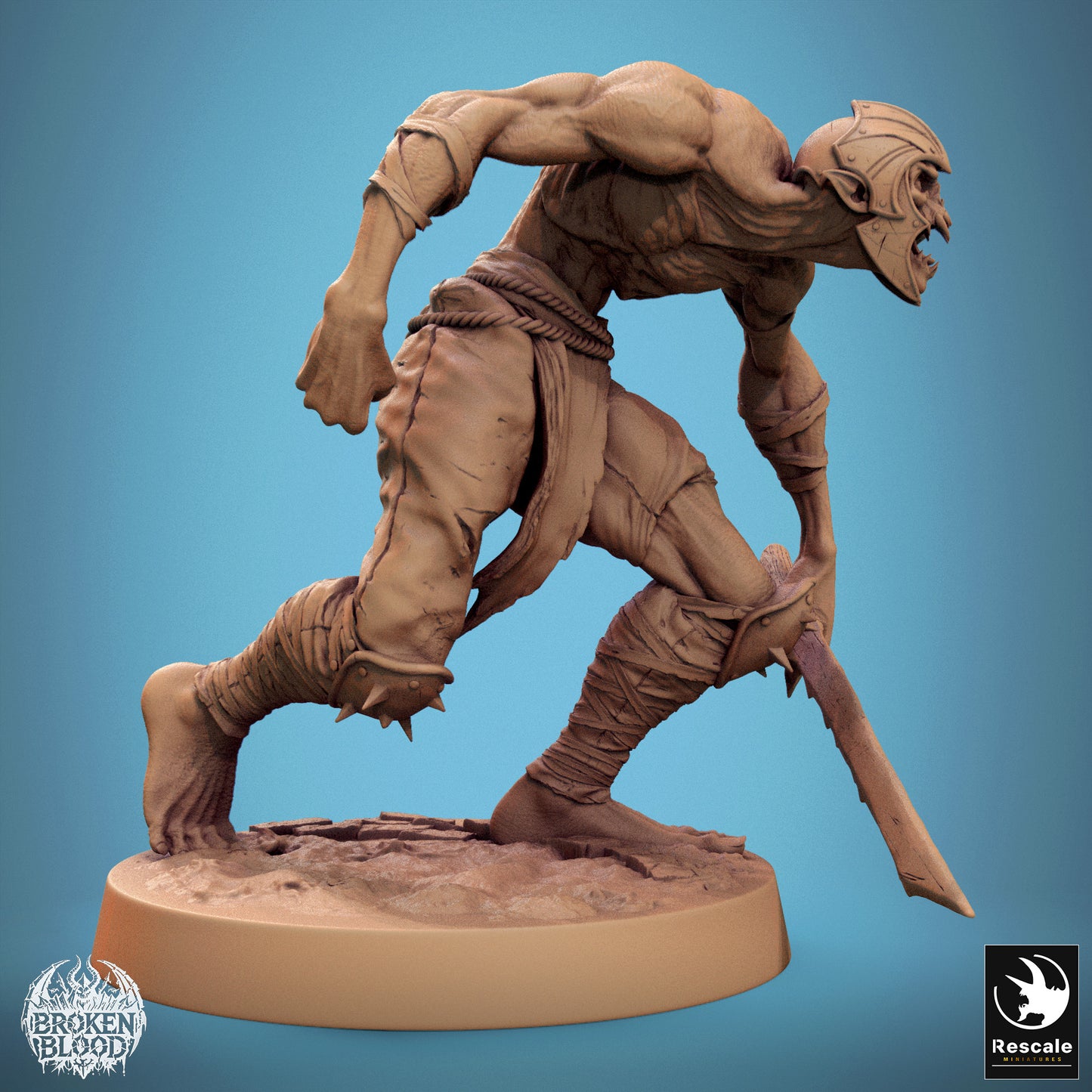 Productfoto Tabletop 28mm Lord of the Print (LotP) 1: Tabletop Miniatuur: Ghoul Ravager, monsterlijke marauder met tweehandige zwaard, brullende close-combat vechter, baasmonster voor Wargaming, Skirmish en Dungeon (24_11_C31)