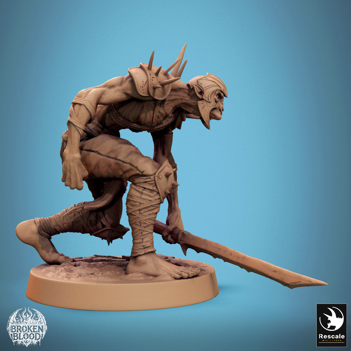 Productfoto Tabletop 28mm Lord of the Print (LotP) 1: Tabletop Miniatuur: Ondode Ghul Verwüster, Berserker en Krijger met Grootzwaard en Doornenpantser - Ghul Ravager (24_11_C35)
