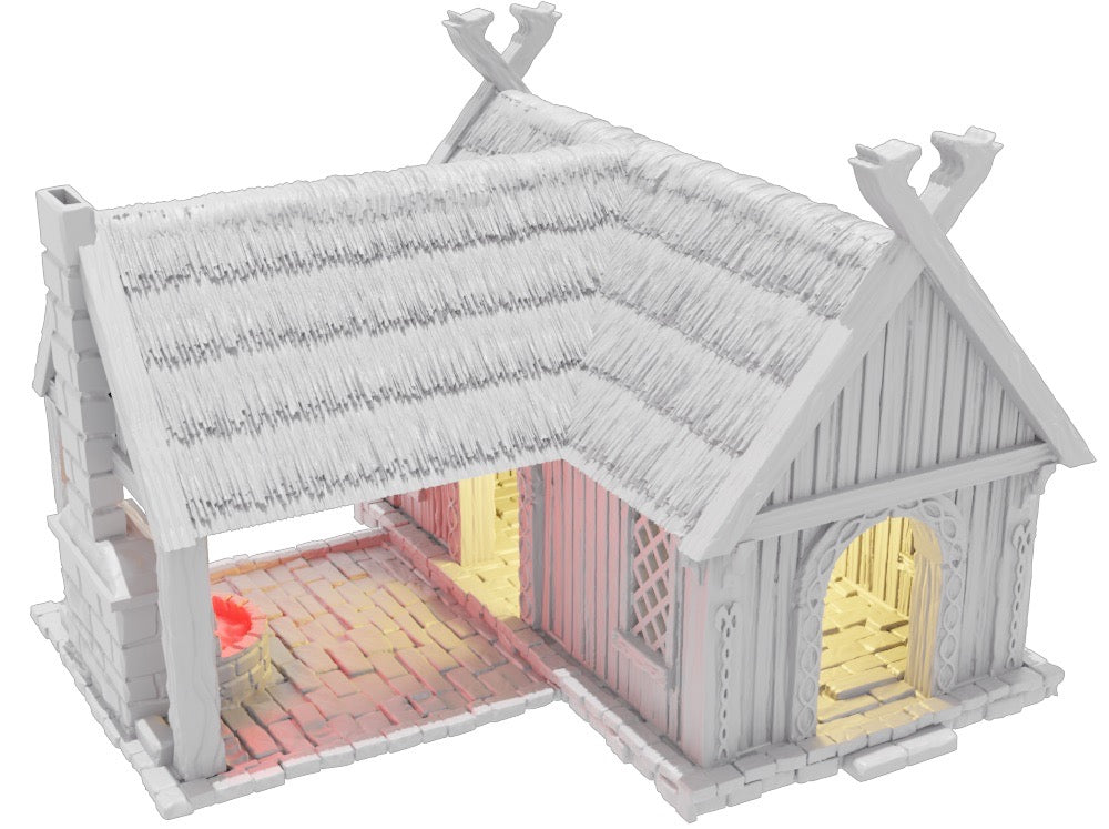 Produktfoto Tabletop 28mm Geländeteile, Häuser, Dekoration und Bits von Creation Conquest (CC) 0: Schmiede - Kingdom Of Saxonia - Mittelalterliches Dorf der Pferdeherren