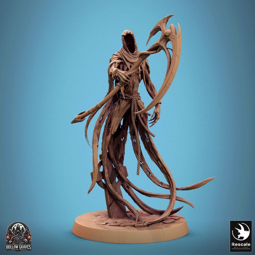 Productfoto Tabletop 28mm Lord of the Print (LotP) 0: Tabletop Miniatuur: Sensenman / Wraith - zweedelige schaduwgeest met grote zeis, ondode dungeon-baas voor wargaming en skirmish (24_10_A6)