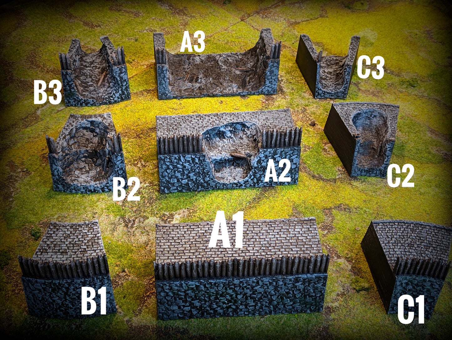 Productfoto Tabletop 28mm terreinstukken, huizen, decoratie en bits van Creation Conquest (CC) 0: Stadsmuur B1 - Koninkrijk van Saksen - Middeleeuws dorp van de paardenheren