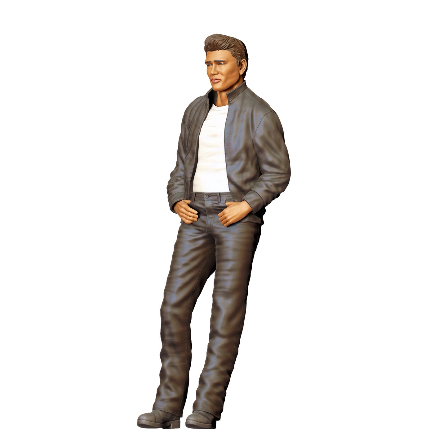 Mann im Lederlook mit T-Shirt – Figur mit cooler Körperhaltung (Ref. Nr. 408)
