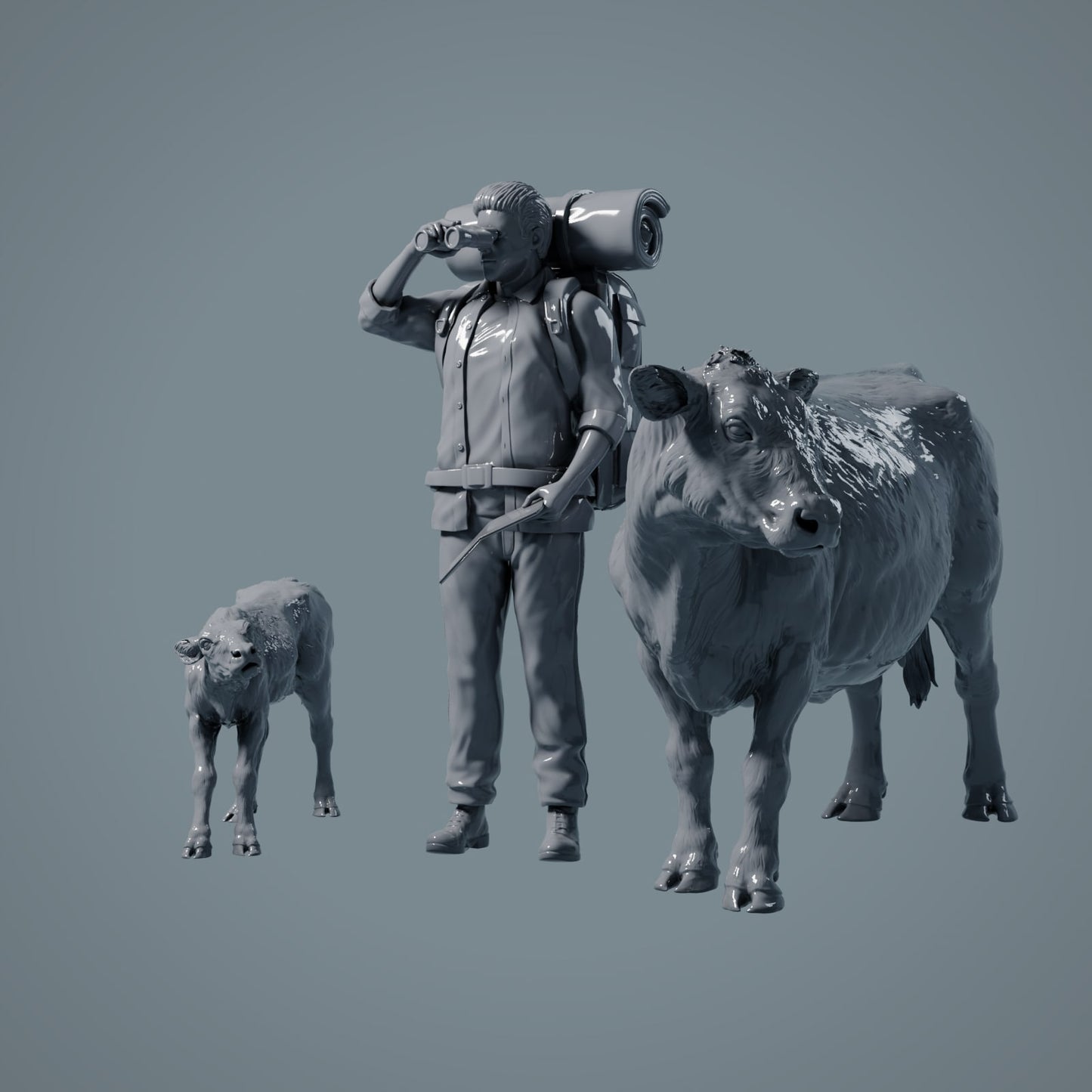 Boerderij Dier Figuur: Koe en Kalf - Red Devon Cow (a029)