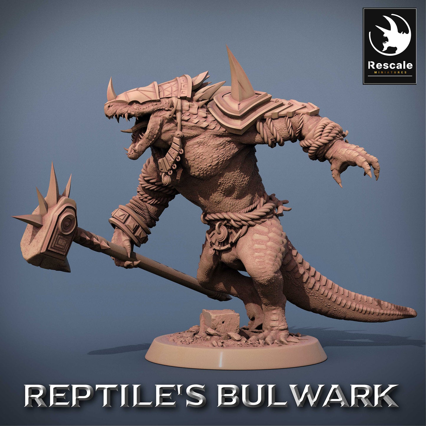Productafbeelding 2 van 2: Tabletop Miniatuur: Hagedismens Krijger met Tweehandige Oorlogs Hamers, Lizardfolk Warlord, Saurian Champion, Frontbreker, Tempelwachter (23_06_F11)