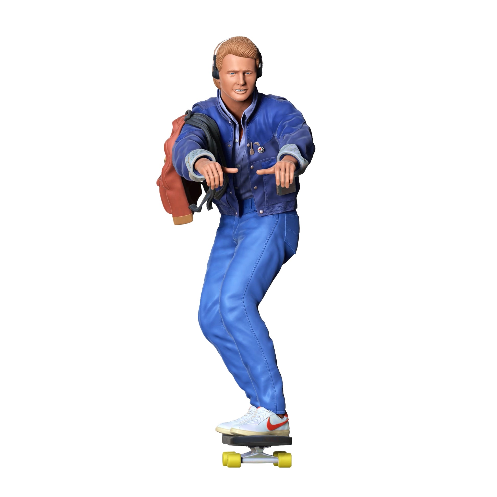Productfoto diorama en modelbouw miniatuurfiguur: Skater - man op skateboard met rugzak