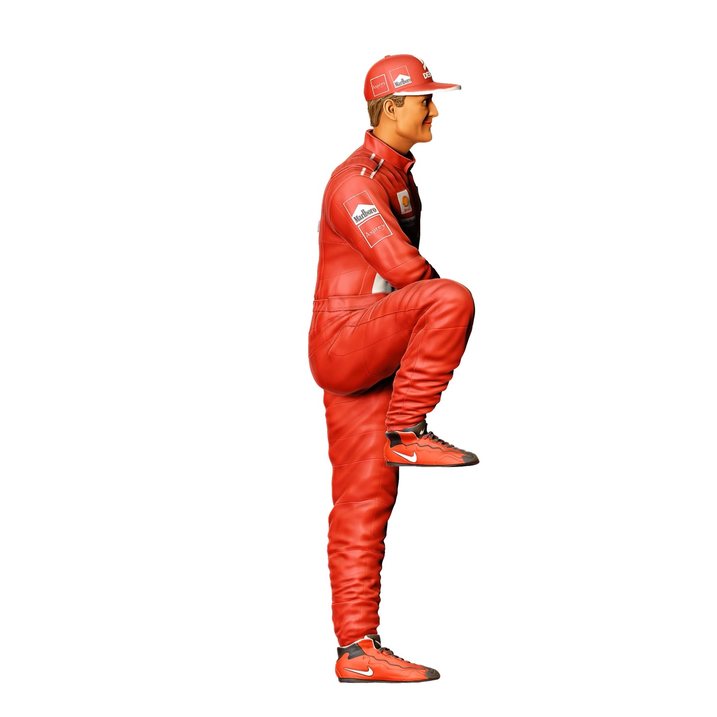 Diorama Modellbau Produktfoto 0: Rennfahrer mit Basecap – Figur im Overall mit erhobenem Knie (Ref. Nr. 413)
