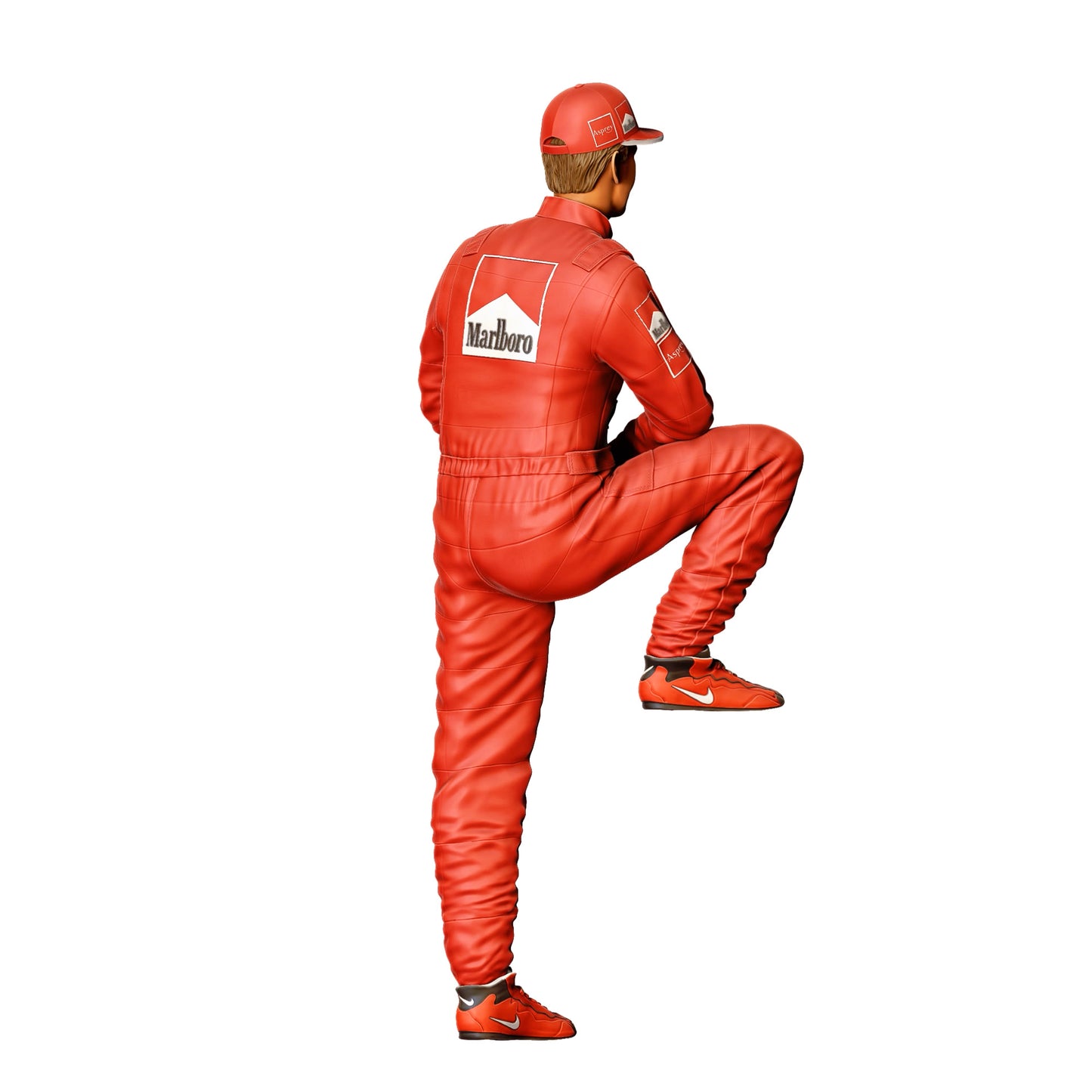 Diorama Modellbau Produktfoto 0: Rennfahrer mit Basecap – Figur im Overall mit erhobenem Knie (Ref. Nr. 413)
