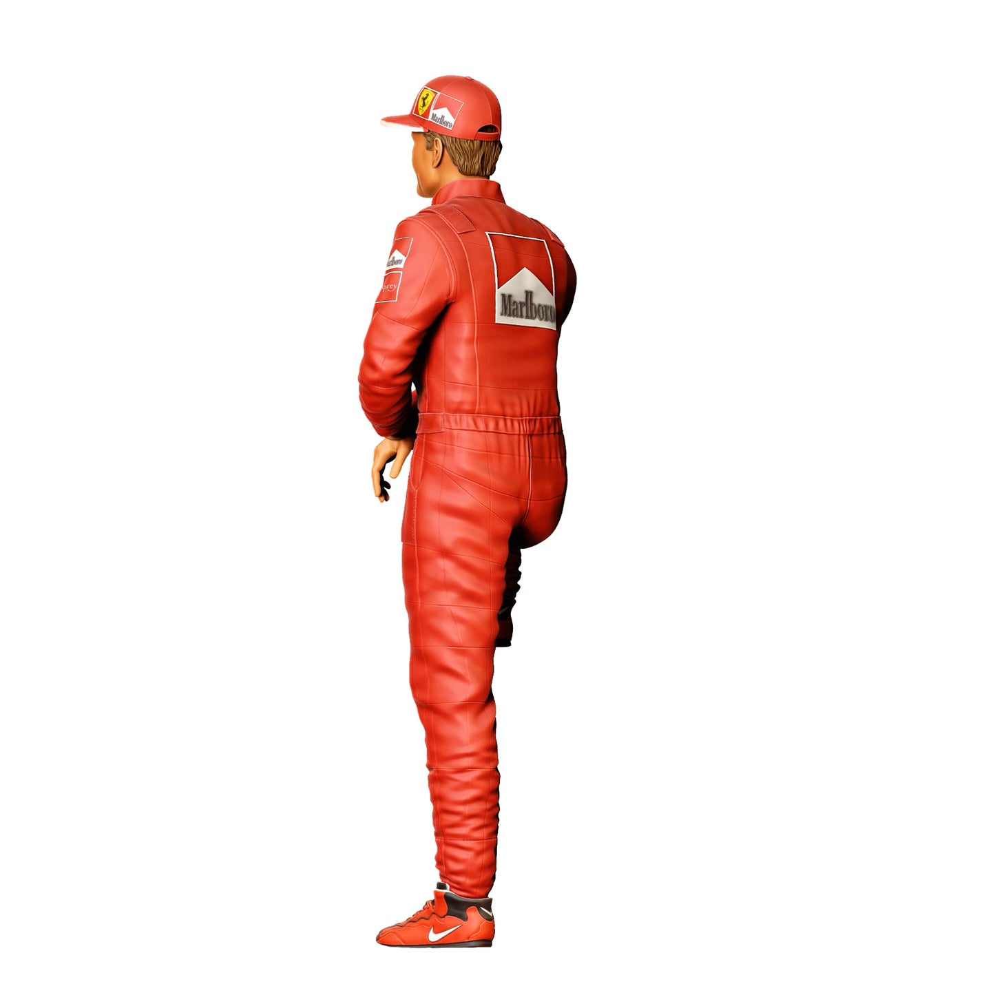 Diorama Modellbau Produktfoto 0: Rennfahrer mit Basecap – Figur im Overall mit erhobenem Knie (Ref. Nr. 413)