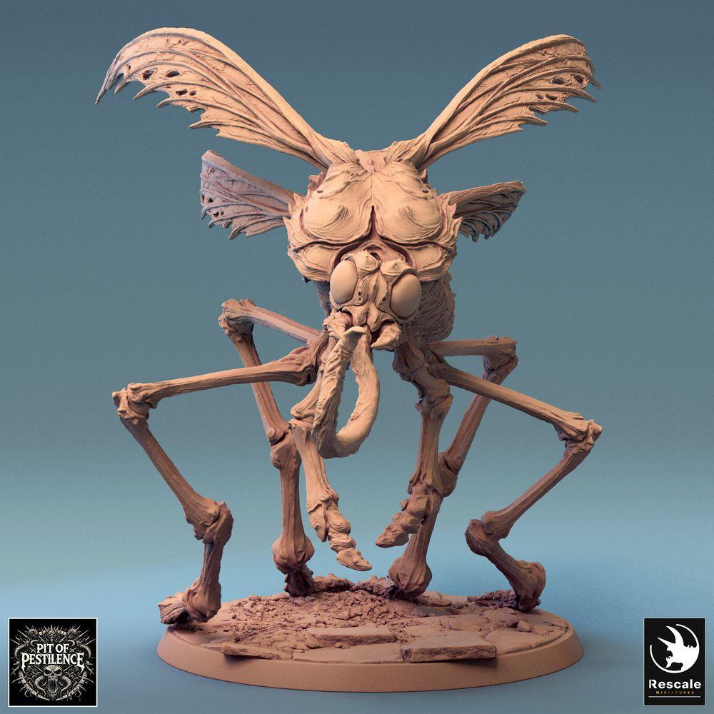 Productfoto Tabletop 28mm Lord of the Print (LotP) 0: Tabletop Miniatuur: Gehoornde Beestenrijder op reusachtig Muggenbeest - Insectenmonster, Vliegend Beest, Zwermdemon - E5 Dravon Pursuit (24_08_E5)