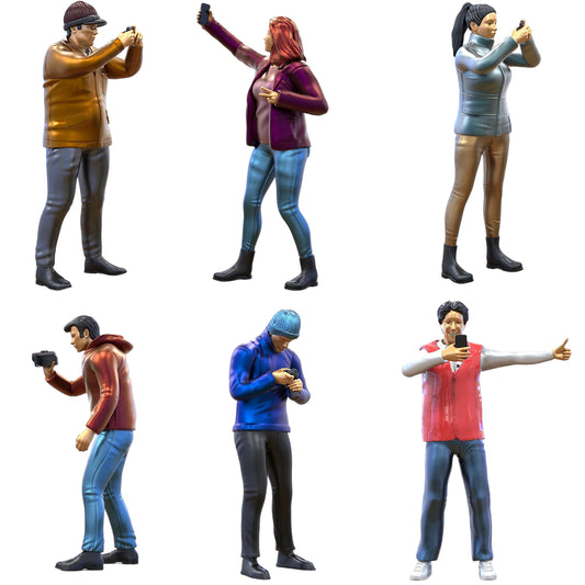 Productfoto diorama en modelbouw miniatuurfiguur: toeschouwer set, 6 figuren