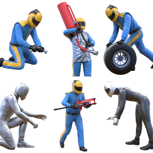 Productfoto Diorama en modelbouw miniatuurfiguur: Pit-Crew Set, 6 figuren