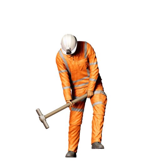 Diorama modelbouw productfoto 0: Arbeider aan het spoor met hamer - Spoorwerker/Bouwvakker A (Ref. Nr. 387)