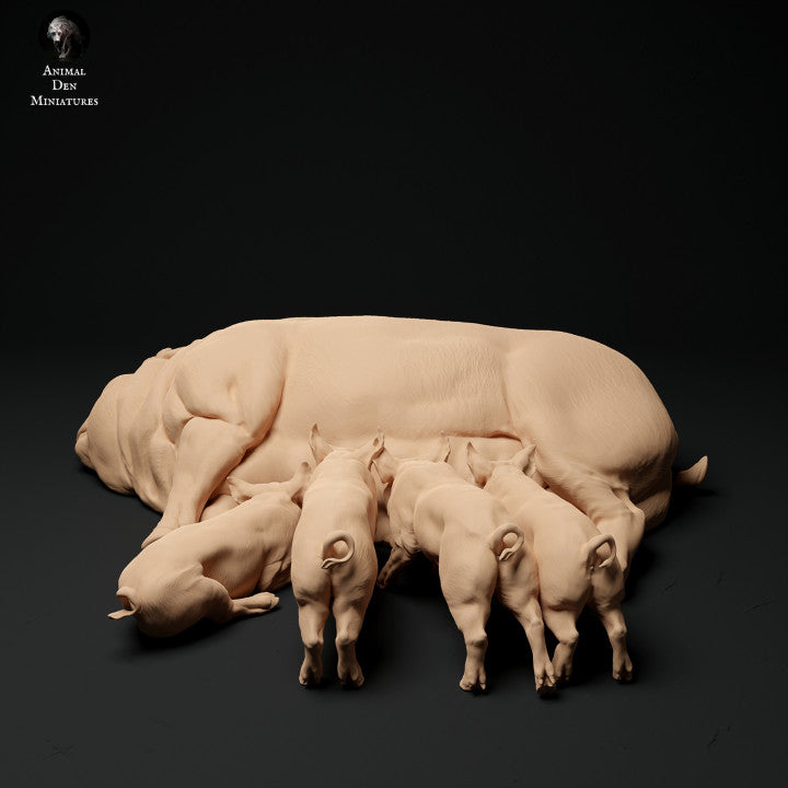 Productfoto Dier Figuur Diorama, Modelbouw: 0: Boerderij Dier Figuren: Zeug en Big (1 Model) - Berkshire Varken