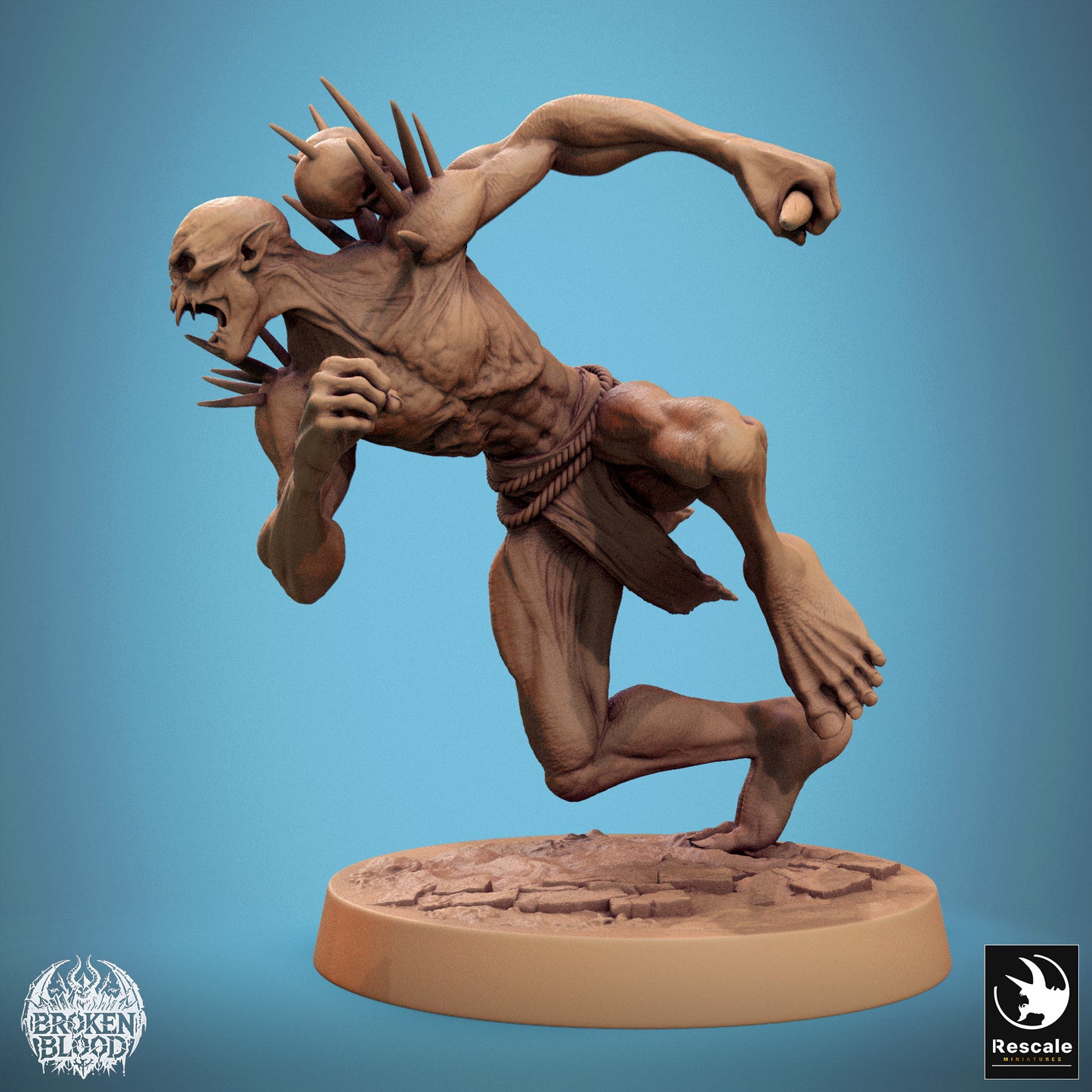 Productfoto Tabletop 28mm Lord of the Print (LotP) 1: Fantasy figuur: Wilde Ghoul Helldemon - stormende demon-berserker, close combat-slechter met klauwen, botsporen en trofeeën (24_11_B5)