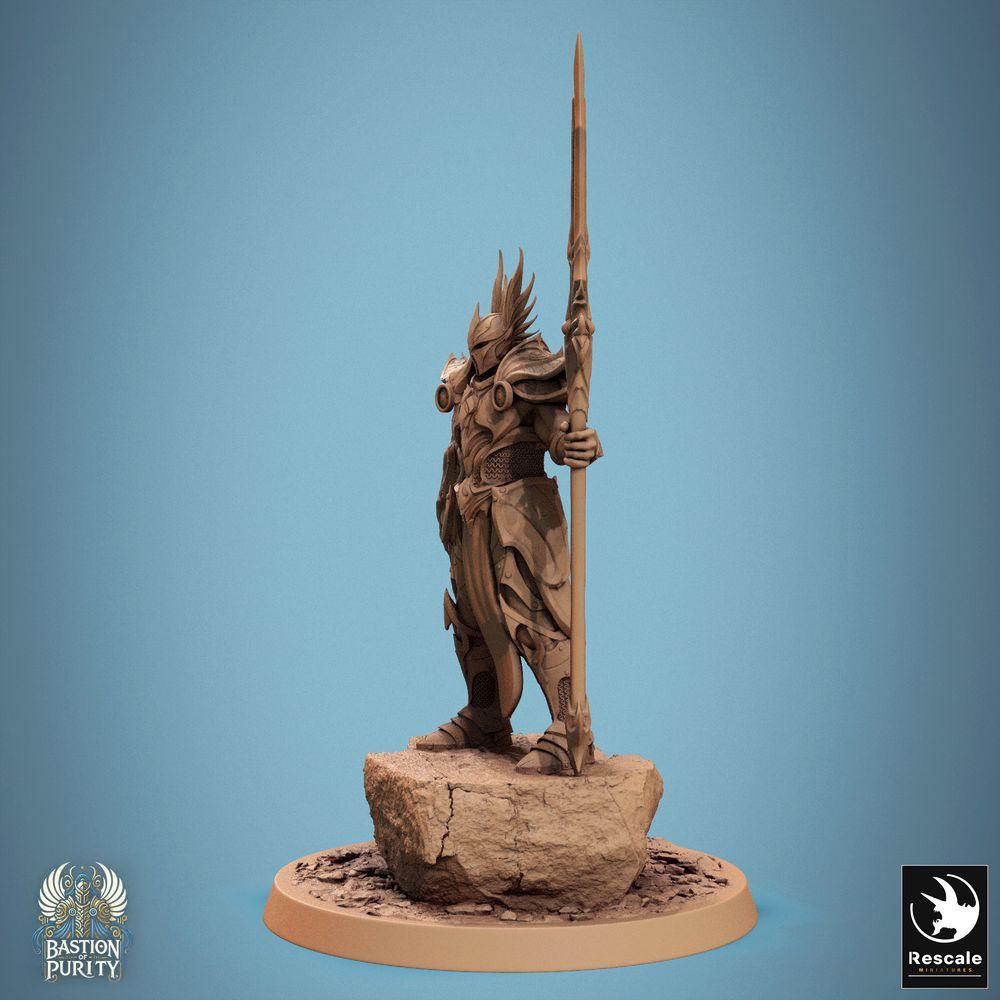 Productfoto Tabletop 28mm Lord of the Print (LotP) 0: Tabletop Miniatuur: Sentinel of Aetherium (Aetherium-Wachter) - Wachter-Commandant met Speer, Elitevechter, Lancier, Ridder/Paladijn (24_09_D4)
