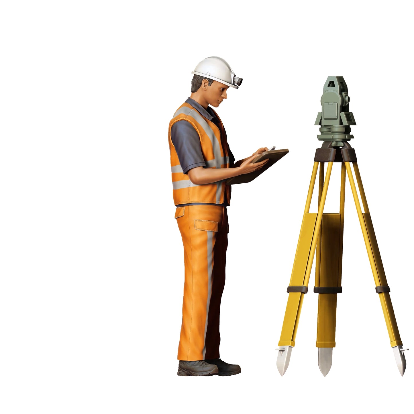 Productfoto 0: Straatwerker met statief: Landmeter op de bouwplaats