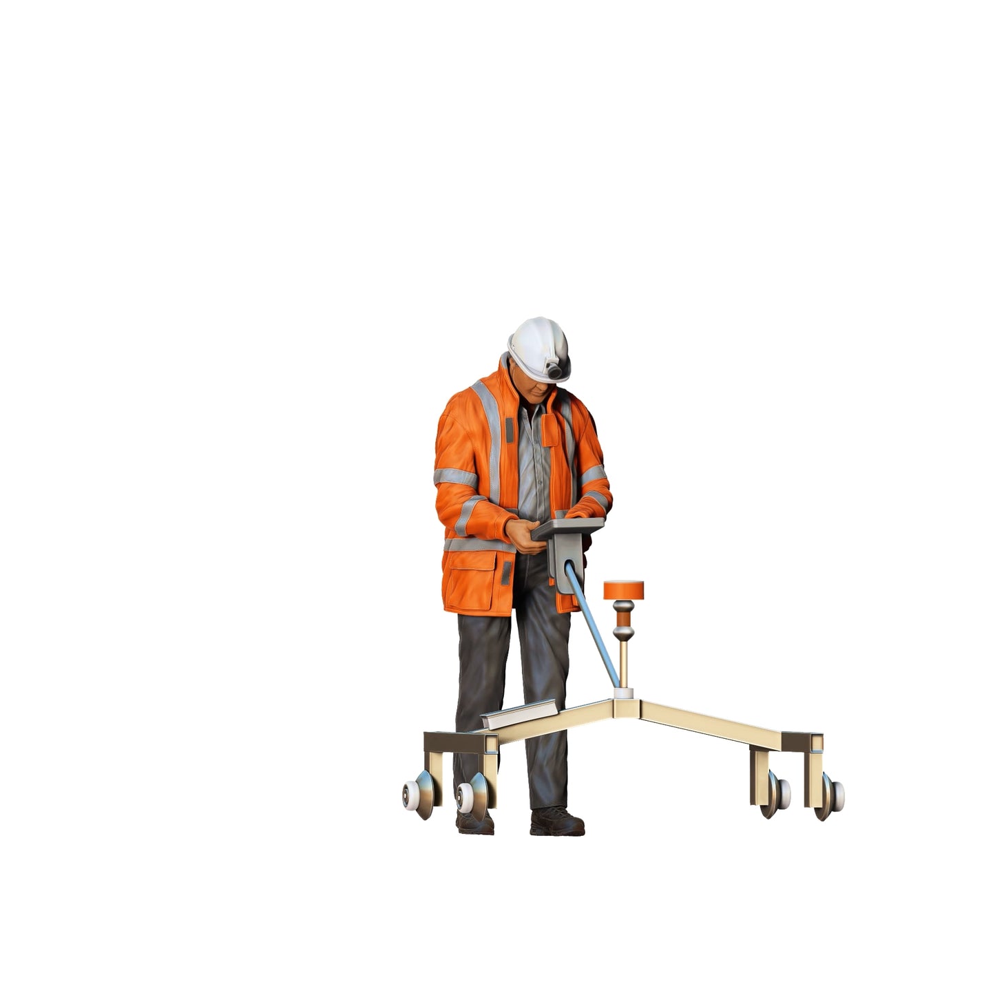 Productfoto 0: Wegenwerker met meetwagen: Landmeter op de bouwplaats