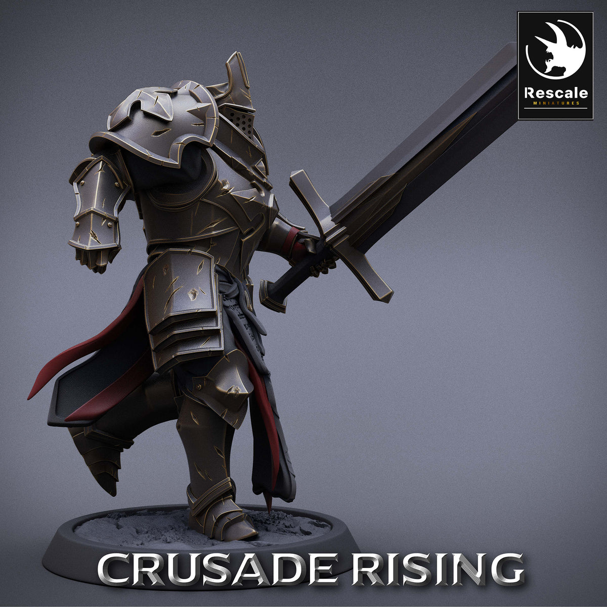 Productafbeelding 2 van 4: Fantasy Miniatuur: Tempelridder Paladijn met Grootzwaard in Pantseruitrusting, Ridder-Commandant, Heilige Krijger, Templar Knight (23_04_F20)