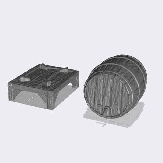 Productfoto Miniatuur Meubels, Inrichting Diorama en Modelbouw 0: Opslaan en Bewaren: Bierfust met Houten Tafel