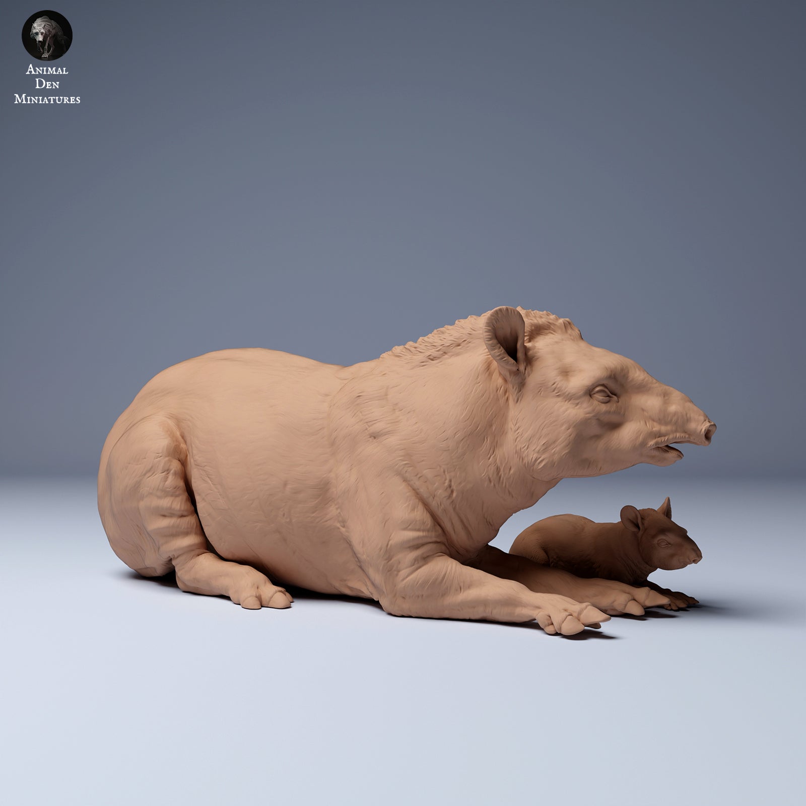 Productfoto Dierfiguur Diorama, Modelbouw: 0: Tapir moeder en jong liggend: Dieren uit Zuid-Amerika