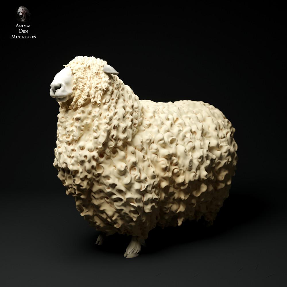 Productfoto dierenfiguur Animal Den Miniatures 2: boerderijdierenfiguur: Devon-en-Cornwall-langwolram (24_01_61)