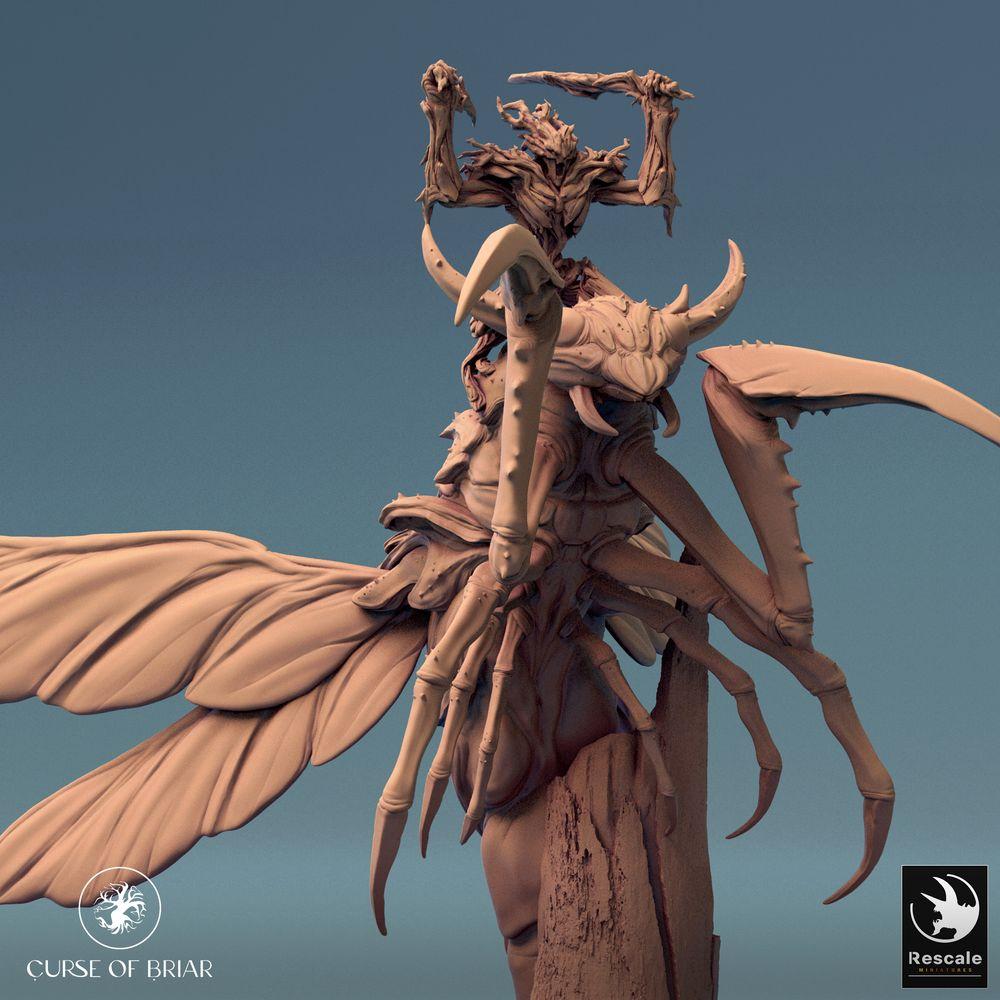 Productfoto Tabletop 28mm Lord of the Print (LotP) 0: Tabletop Miniatuur: Insektoïde Demonrijder op Vleugeldier, Zwermvorst, Bosgeest-Sjaman, Skycutter Guard (24_07_E4)