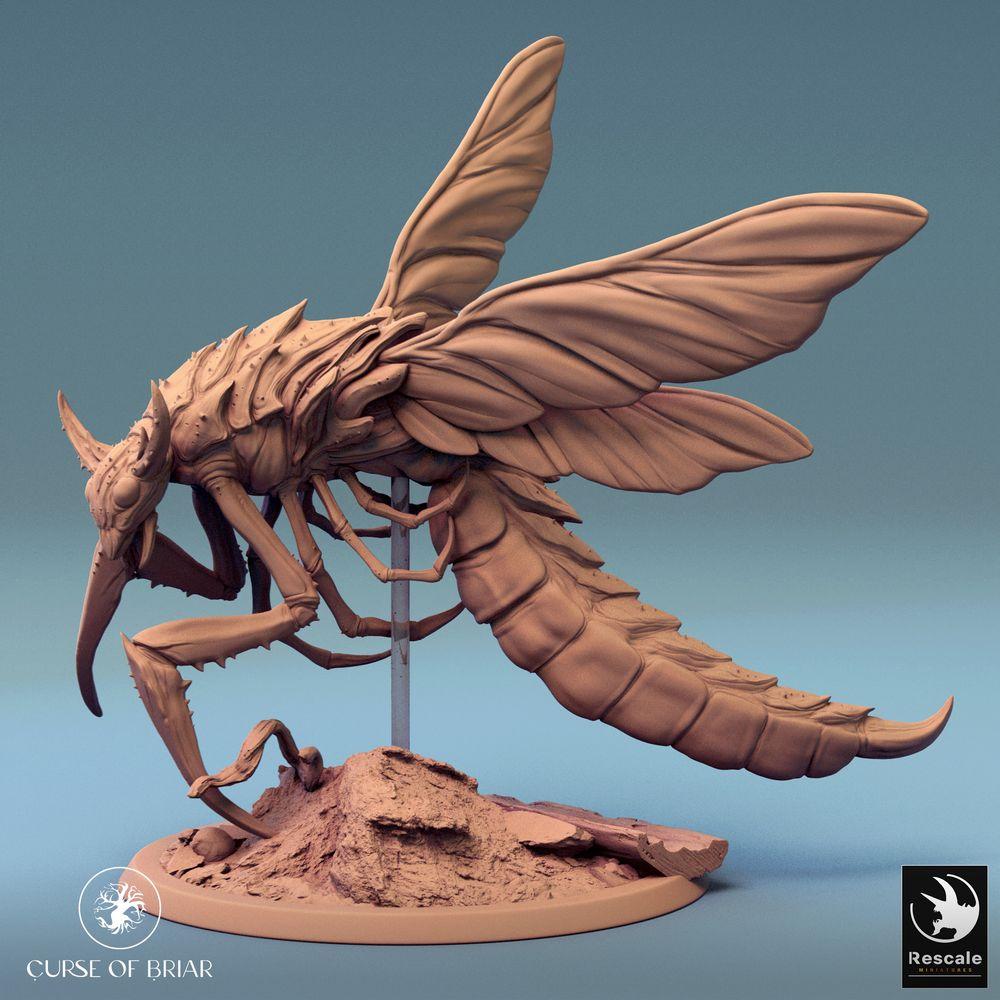Productfoto Tabletop 28mm Lord of the Print (LotP) 0: Tabletop Miniatuur: Reuzenwesp, Mantidebeest, insectachtig vliegend monster, zwermkoningin in duikvlucht - Skycutter (24_07_E6)