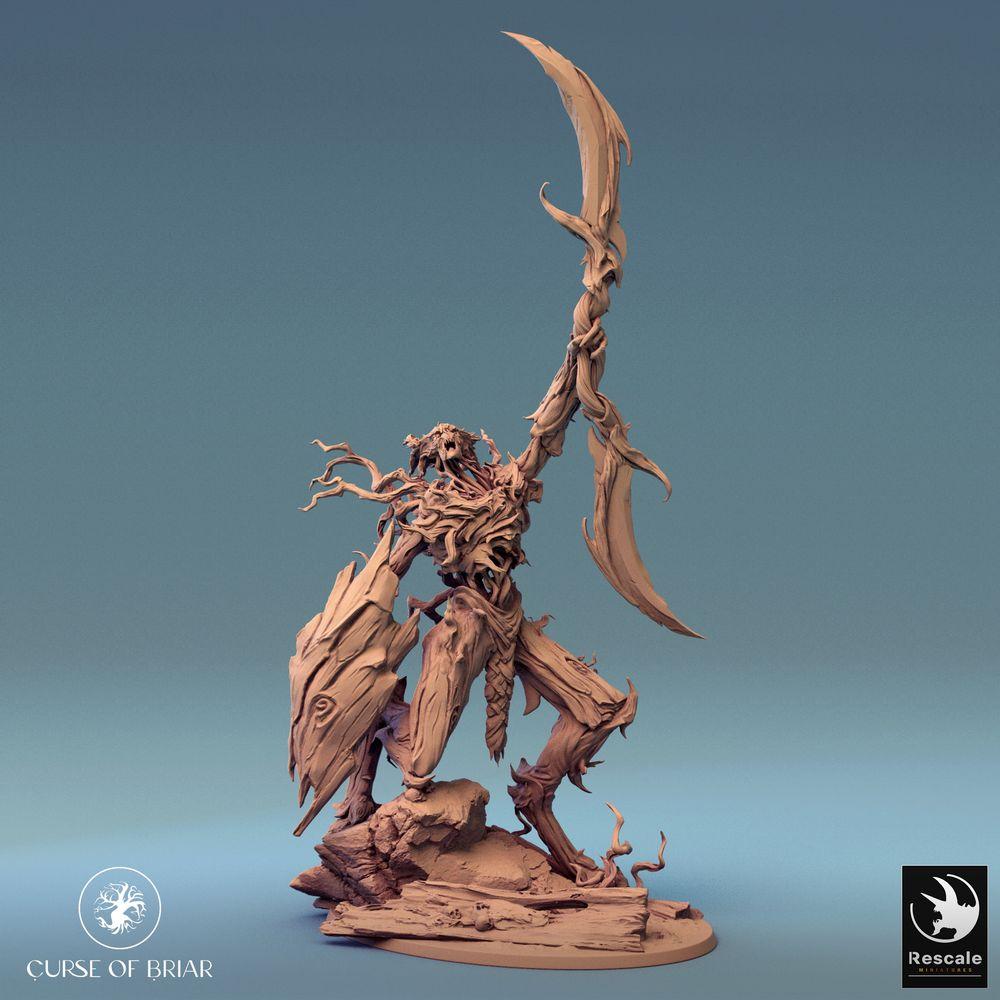 Productfoto Tabletop 28mm Lord of the Print (LotP) 0: Fantasy Figuur: Dornenwächter - Bosgeest-Krijger met Sikkel en Schild, Plantenmonster, Wortelcreatuur (24_07_C4)