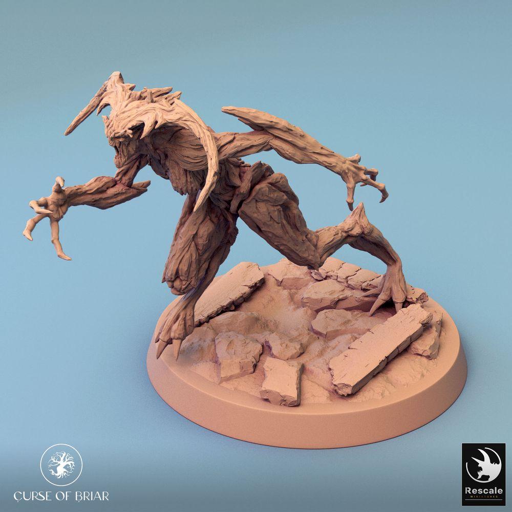 Productfoto Tabletop 28mm Lord of the Print (LotP) 0: Tabletop Miniatuur: Woodfey Bosgolem - Boomreus, Doornwachter, Wortelbeest in Aanval (24_07_A15)