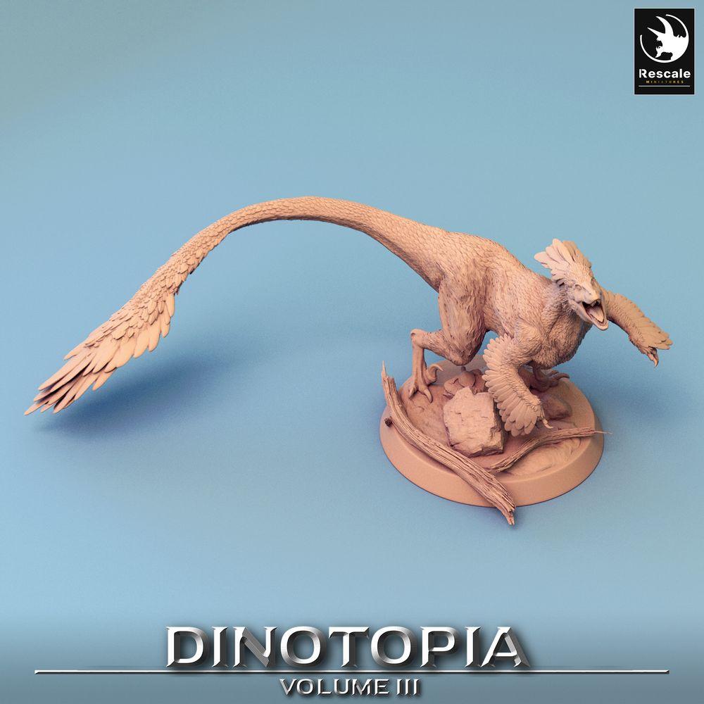 Productfoto Tabletop 28mm Lord of the Print (LotP) 0: Tabletop Miniatuur: Pyroraptor, gevederde raptor, prehistorisch jachtbeest (24_06_B3)