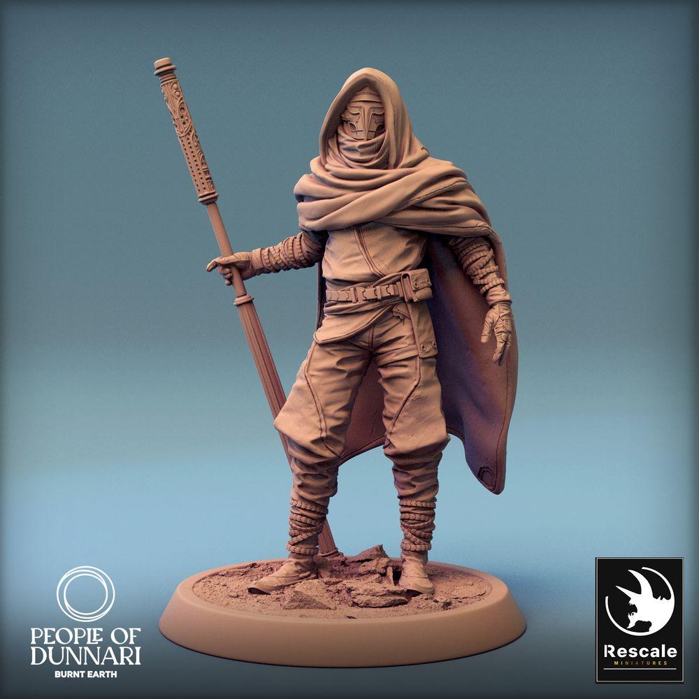 Productfoto Tabletop 28mm Lord of the Print (LotP) 0: Tabletop figuur: Woestijnmagier & Nomaden-sjaman - Sandweaver Chief, Stafmagier, Leider (24_03_H1)