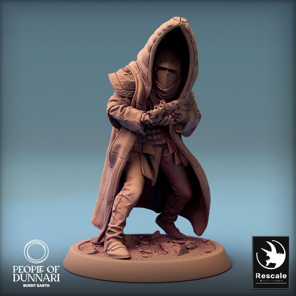 Productfoto Tabletop 28mm Lord of the Print (LotP) 0: Tabletop Miniatuur: Dunnari Razan Sandstorm Guard, Sandstorm-Wachter, Infiltrator, Verkenner, Pistool-Schutter (24_03_E2)