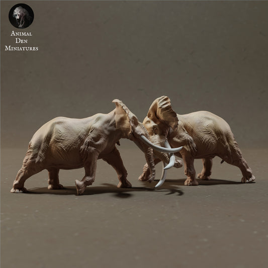 Productfoto Dierfiguur Diorama, Modelbouw: 0: Afrikaanse Olifanten Stieren vechtend - Dieren van de Savanne