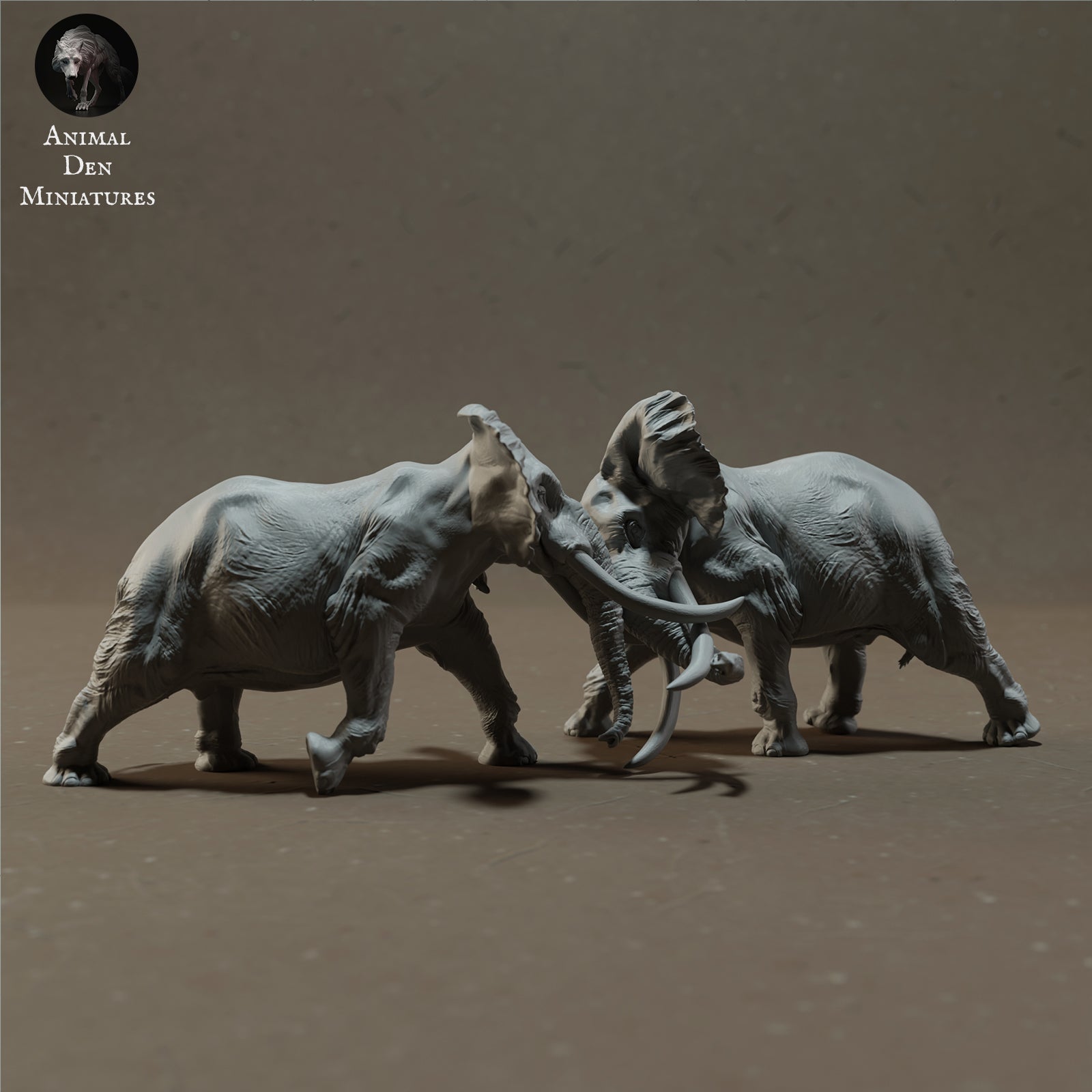 Productfoto Dierfiguur Diorama, Modelbouw: 0: Afrikaanse Olifanten Stieren vechtend - Dieren van de Savanne
